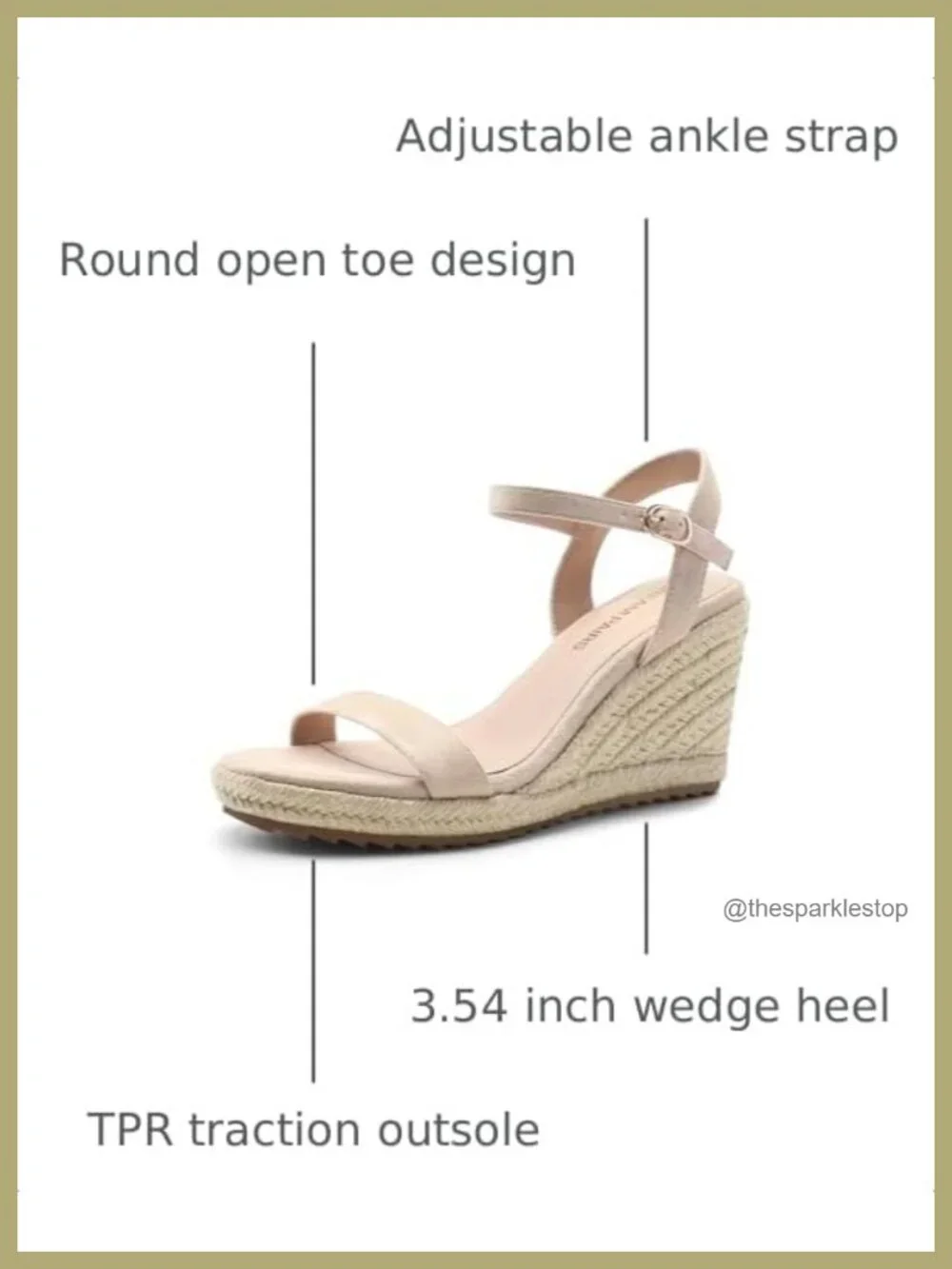 Womens Espadrilles Wedge Sandals Raffia Open Toe 3.54 Inch Heel Non-Slip